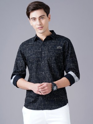 British Club Men Printed Casual Black, White Shirt