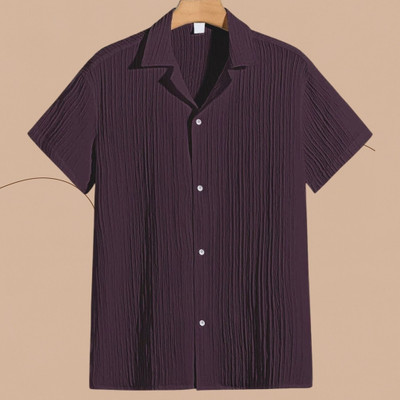 Dharamraj Fashion Men Self Design Casual Purple Shirt