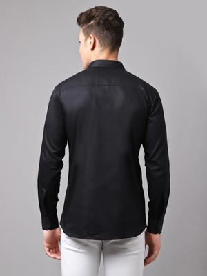 HANUMNTRA Men Solid Casual Black Shirt