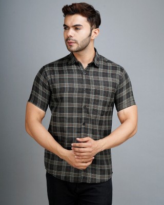 Apuesto Men Checkered Casual Blue Shirt