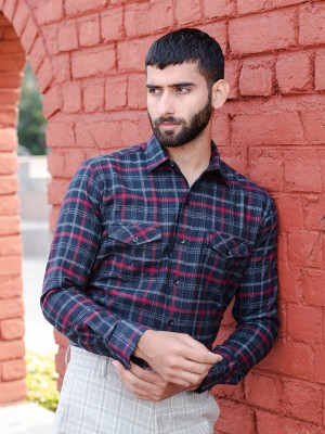 TISTABENE Men Checkered Casual Black Shirt