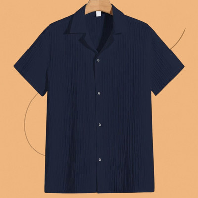 Dharamraj Fashion Men Striped Casual Dark Blue Shirt
