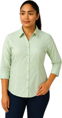 design emporium Women Solid Formal Green Shirt