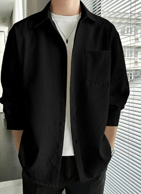 MOXTE Men Striped Casual Black Shirt