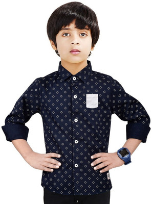 MADE IN THE SHADE Boys Printed Casual Dark Blue Shirt