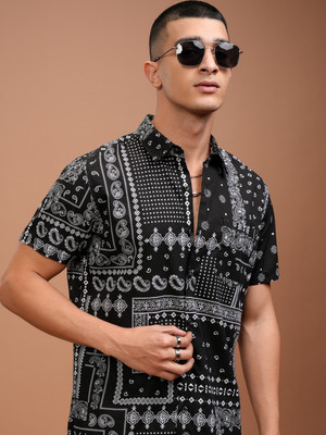 HIGHLANDER Men Printed Casual Black Shirt