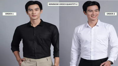 THREADDZILLAA Men Solid Formal Black, White Shirt(Pack of 2)