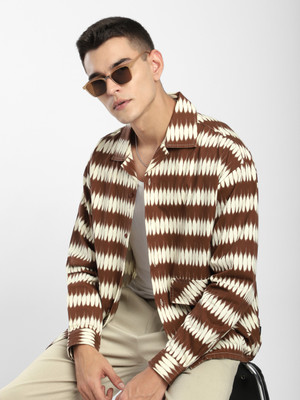 BEYOUNG Men Printed Casual Brown Shirt