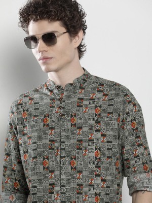 The Indian Garage Co. Men Geometric Print Casual Green Shirt