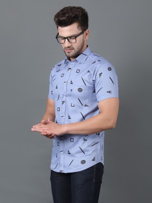 lumda Men Printed Casual Blue Shirt