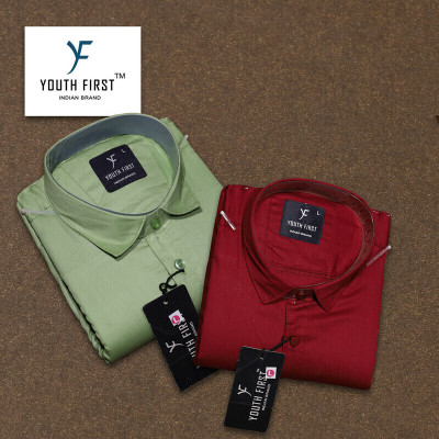 youth first Men Solid Casual Multicolor Shirt(Pack of 2)
