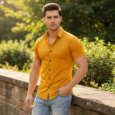 ZENTO Men Solid Casual Purple Shirt