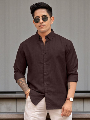 Yanthi Trend Men Self Design Casual Purple Shirt