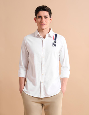 U.S. POLO ASSN. Men Printed Formal White Shirt