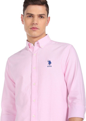 U.S. POLO ASSN. Men Solid Casual Pink Shirt