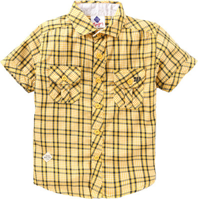 Tonyboy Baby Boys Checkered Casual Yellow Shirt