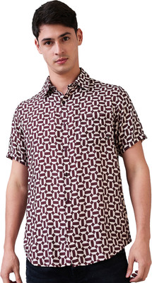 Spykar Men Printed Casual Maroon Shirt