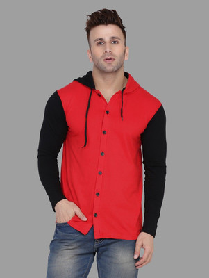 Lawful Casual Men Solid Casual Red, Black Shirt