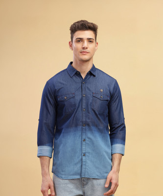 KUONS AVENUE Men Dyed/Ombre Casual Blue Shirt
