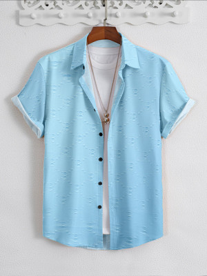 L G FASHION Men Solid Casual Light Blue Shirt
