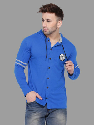 tfurnish Men Color Block Casual Blue Shirt