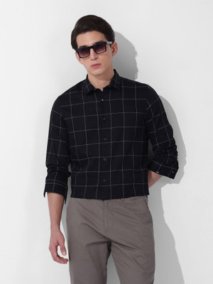 The Indian Garage Co. Men Checkered Party Black Shirt