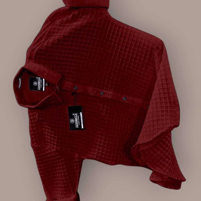 Shiv Fashion Trend Men Self Design Casual Maroon Shirt