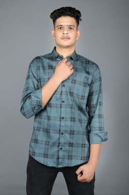 Tanip Men Checkered Casual Light Blue Shirt