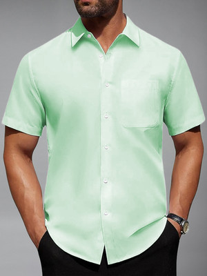 Yugnik Men Solid Casual Light Green Shirt