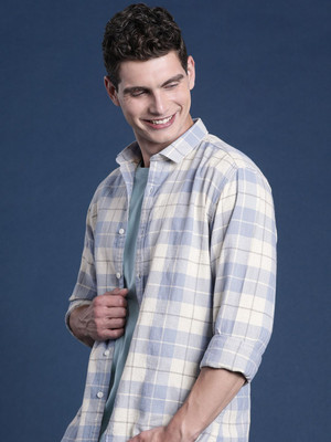 Mast & Harbour Men Checkered Casual Blue Shirt