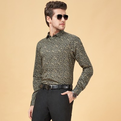 Peregrine by Pantaloons Men Printed Party Black Shirt