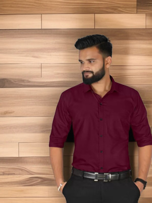 HENDRIX FASHION Men Solid Casual Maroon Shirt