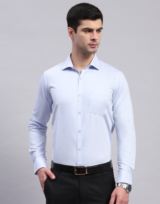 MONTE CARLO Men Solid Formal Blue Shirt