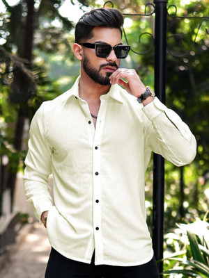 Marmic Fab Men Self Design Casual Light Green Shirt
