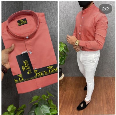 S-Line Men Printed Casual Pink Shirt