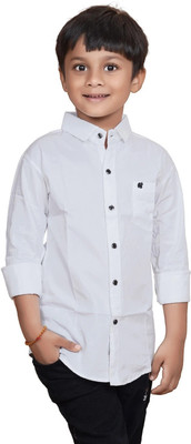 ZAKAR Boys Solid Party White Shirt