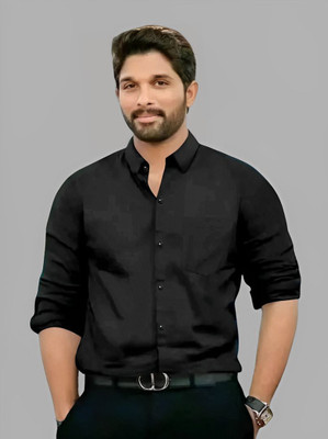 HOC Men Solid Casual Black Shirt