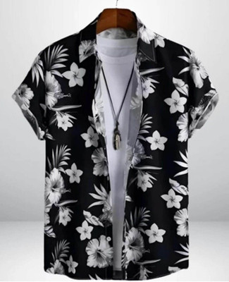 ISUEL FABS Men Solid Casual Black, White Shirt