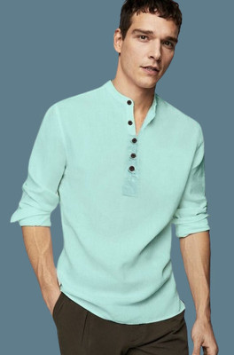 Stellalifestyle Men Solid Casual Light Blue Shirt