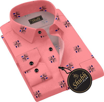 SHUBHFLAX Men Printed Casual Pink Shirt