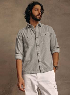 Andamen Men Solid, Self Design Casual Grey Shirt
