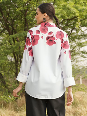 THECLASSICTOGS Women Printed Casual Pink, White Shirt