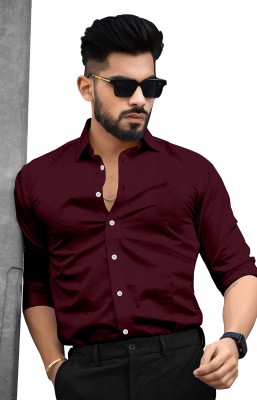 HASINI Fashion Men Solid Casual Maroon Shirt