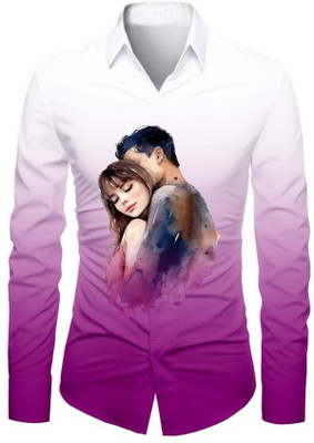 VMENTERPRISE Men Printed Casual Purple Shirt