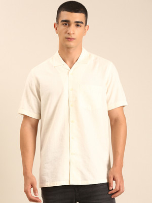 CAVALLO BY LINEN CLUB Men Solid Casual White Shirt