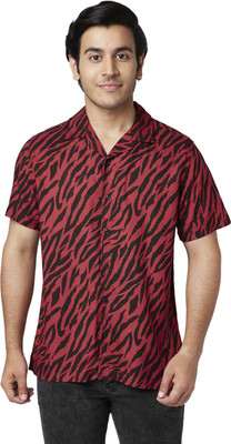 YU by Pantaloons Men Printed Casual Maroon Shirt