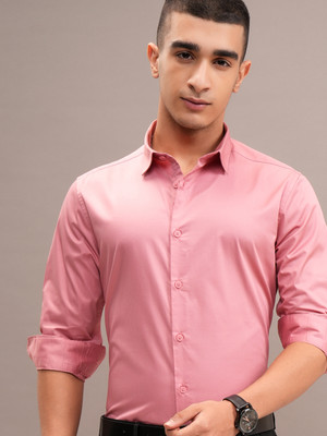 HIGHLANDER Men Solid Formal Pink Shirt