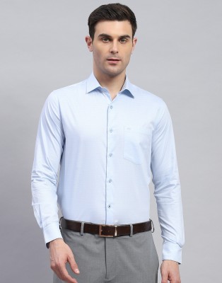 MONTE CARLO Men Striped Formal Blue Shirt