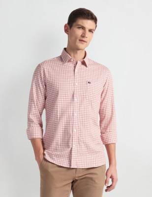 Arrow Sport Men Checkered Casual Pink, White Shirt