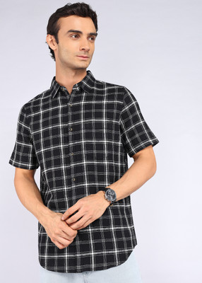 WROGN Men Checkered Casual Black Shirt
